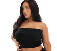 ASOS DESIGN Curve - Isabel - Mix & Match - Top a fascia da mare nero arricciato effetto lino 60