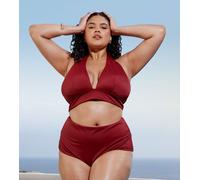 ASOS DESIGN Curve - Maya - Slip bikini a vita alta bordeaux mix and match-Rosso 54