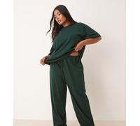 ASOS DESIGN Curve - Mix & Match - Pantaloni del pigiama in cotone verde bosco-Rosso XL