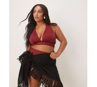 ASOS DESIGN Curve - Pareo da mare nero con frange L