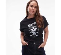 ASOS DESIGN Curve - T-shirt mini nera a coste con grafica di band Misfits-Nero 2XL