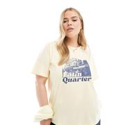 ASOS DESIGN Curve - T-shirt regular fit color limone con grafica "Latin Quarter"-Giallo XL