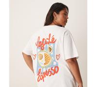 ASOS DESIGN Curve - T-shirt vestibilità classica bianca con grafica "Cafe Lé Espresso" sul retro-Bianco XL