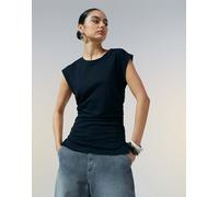 ASOS DESIGN Curve - Top senza maniche con vita a corsetto nero con spalle accentuate XS