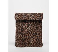 ASOS DESIGN - Custodia per computer portatile trapuntata con stampa leopardata-Marrone No Size