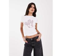 ASOS DESIGN Disney baby tee con decorazione di strass Minnie Mouse bianca-Bianco S