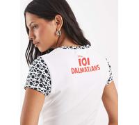 ASOS DESIGN Disney baby tee con stampa 101 Dalmatians bianca-Bianco M