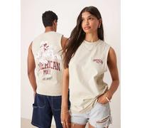 ASOS DESIGN - Disney - Canotta unisex standard fit color pietra con stampe di Topolino stile western-Neutro L