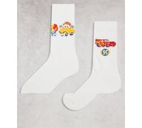 ASOS DESIGN - Disney - Confezione da 2 paia di calzini écru di Cars-Bianco 37-42