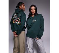 ASOS DESIGN - Disney - Felpa con cappuccio comoda natalizia verde scuro con stampe Mickey & Friends 2XL