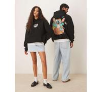 ASOS DESIGN - Disney Halloween - Felpa con cappuccio unisex comoda verde scuro con stampe Stitch-Nero L