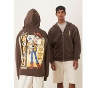 ASOS DESIGN - Disney Pixar - Felpa con cappuccio marrone oversize con chiusura con zip con Woody di Toy Story XL