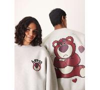 ASOS DESIGN - Disney Pixar - Felpa unisex super oversize pesante in tessuto effetto scuba grigia con stampa Lotso-Bianco XL
