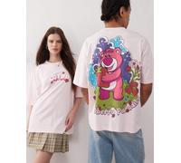 ASOS DESIGN - Disney Pixar - T-shirt unisex oversize rosa chiaro con stampe Lotso "Toy Story" XS