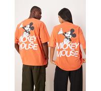 ASOS DESIGN - Disney - T-shirt oversize unisex arancione slavato con stampe "Mickey Mouse" L