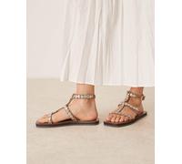 ASOS DESIGN - Felix - Sandali bassi in camoscio color fungo con monete in metallo-Marrone 35