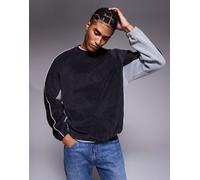 ASOS DESIGN - Felpa comoda color block grigia con profili a contrasto-Nero L