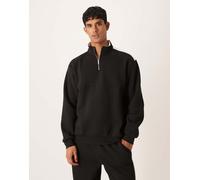 ASOS DESIGN - Felpa comoda nera con pannelli cut and sew, scollo a imbuto e zip corta in coordinato-Blu navy L