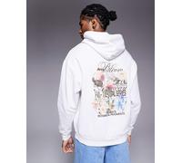 ASOS DESIGN - Felpa con cappuccio bianca con stampe a fiori-Bianco L