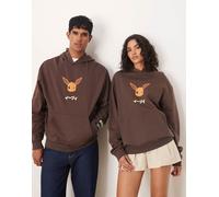 ASOS DESIGN - Felpa con cappuccio unisex comoda marrone con stampa Pokémon S