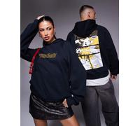 ASOS DESIGN - Felpa con cappuccio unisex squadrata comoda nera con stampe Pokémon-Nero S