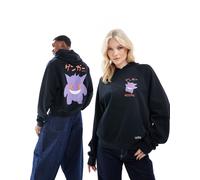 ASOS DESIGN - Felpa con cappuccio unisex squadrata oversize nera con stampe "Gengar Pokémon"-Nero L