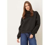 ASOS DESIGN - Felpa nera con scollo a imbuto in tessuto effetto scuba-Nero S