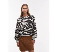 ASOS DESIGN - Felpa oversize con maniche a palloncino e stampa zebrata monocromatica in tessuto effetto scuba-Multicolore XS