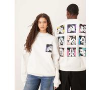 ASOS DESIGN - Felpa oversize unisex bianca con stampa di Topolino-Bianco L