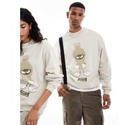 ASOS DESIGN - Felpa oversize unisex color pietra con stampa "Looney Tunes Marvin the Martian"-Neutro 2XL
