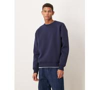 ASOS DESIGN - Felpa pesante oversize girocollo blu navy in tessuto stile scuba M