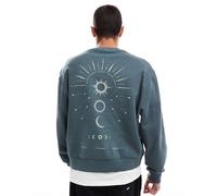 ASOS DESIGN - Felpa squadrata blu navy slavato con stampa celestiale sul retro-Grigio XS