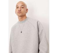 ASOS DESIGN - Felpa super oversize grigio mélange in tessuto effetto scuba L