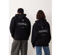 ASOS DESIGN - Felpa unisex vestibilità comoda nera con cappuccio e stampa Guinness-Nero 2XL