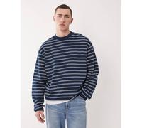 ASOS DESIGN - Felpa vestibilità comoda blu navy a righe XS