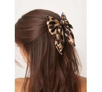 ASOS DESIGN - Fermaglio per capelli con fiocco leopardato grande-Marrone No Size