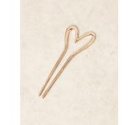 ASOS DESIGN - Forcina per capelli alla francese dorata con dettaglio a forma di cuore-Oro No Size