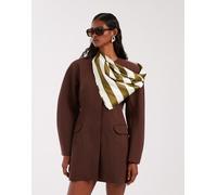 ASOS DESIGN - Foulard in raso verde oliva a righe-Multicolore One Size