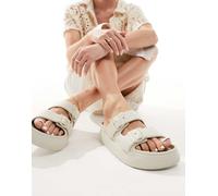 ASOS DESIGN - Freestyle - Sliders flatform beige con plantare sagomato e doppia fibbia-Bianco 40