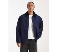 ASOS DESIGN - Giacca barn blu navy con colletto a contrasto L