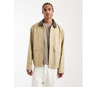 ASOS DESIGN - Giacca barn color pietra con colletto a contrasto-Neutro L