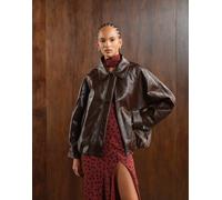 ASOS DESIGN - Giacca bomber oversize in pelle sintetica color cioccolato-Marrone L