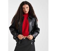 ASOS DESIGN - Giacca bomber oversize in pelle sintetica nera-Nero L