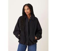 ASOS DESIGN - Giacca bomber spazzolata con colletto blu navy-Nessun colore L