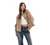 ASOS DESIGN - Giacca color pietra con colletto a contrasto-Nessun colore L