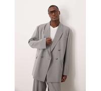 ASOS DESIGN - Giacca da abito oversize extra larga grigia gessata-Grigio S