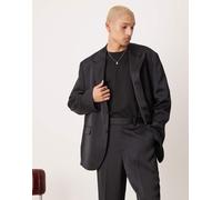 ASOS DESIGN - Giacca da abito oversize extra larga nera in raso-Nero 54 Regular