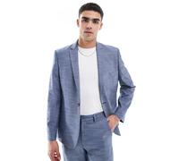 ASOS DESIGN - Giacca da abito slim effetto lino blu 46 Regular