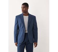 ASOS DESIGN giacca da abito slim effetto lino in navy in 100% cotone-blu navy 46 Short
