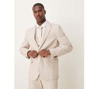 ASOS DESIGN - Giacca da abito slim in lino color pietra-Neutro 50 Regular